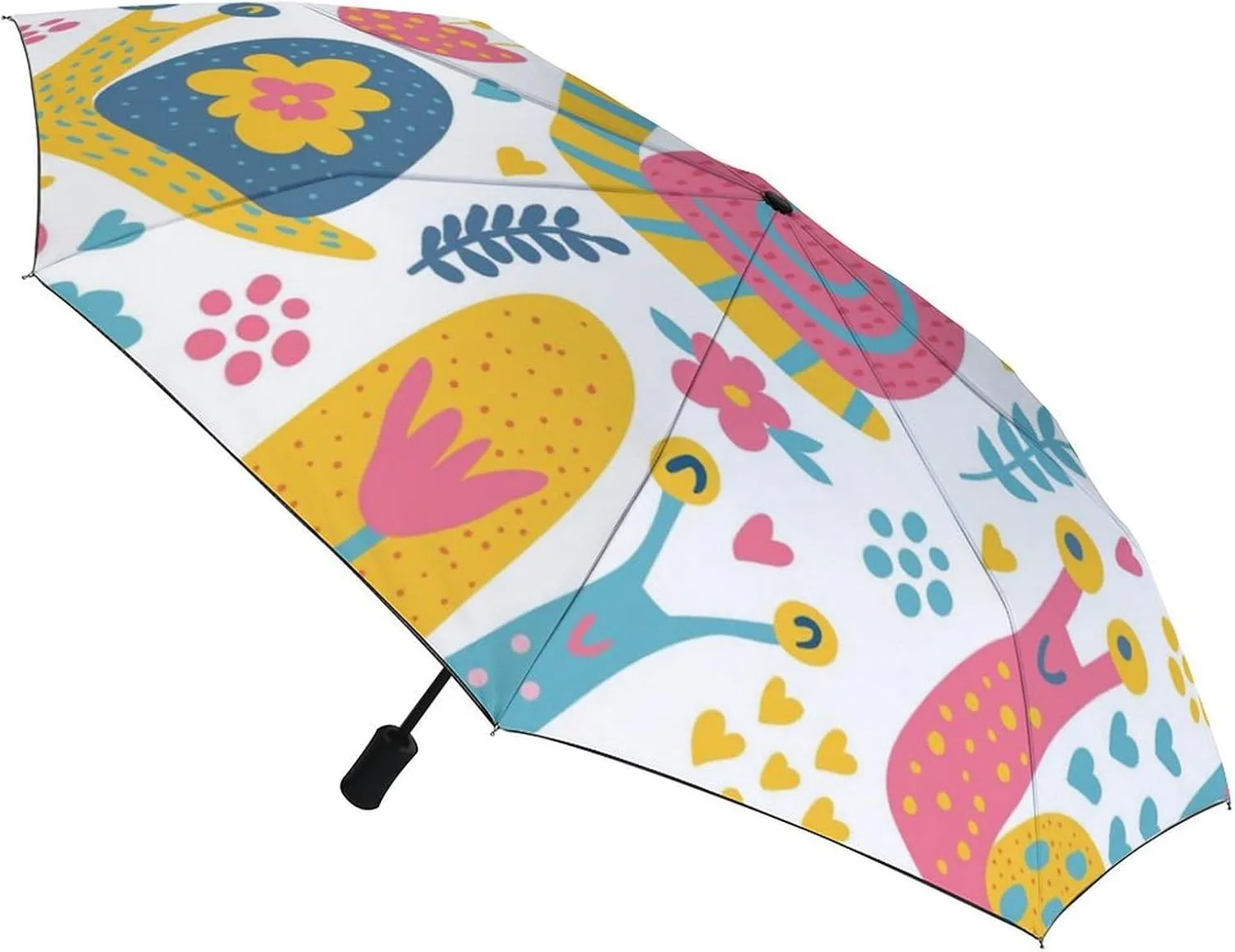 Windproof Travel Umbrellas for Rain,Snail with Mushrooms Durable & Compact Umbrella-Waterproof Canopy for Backpack, Purse, Portable, Umbrella for Travel