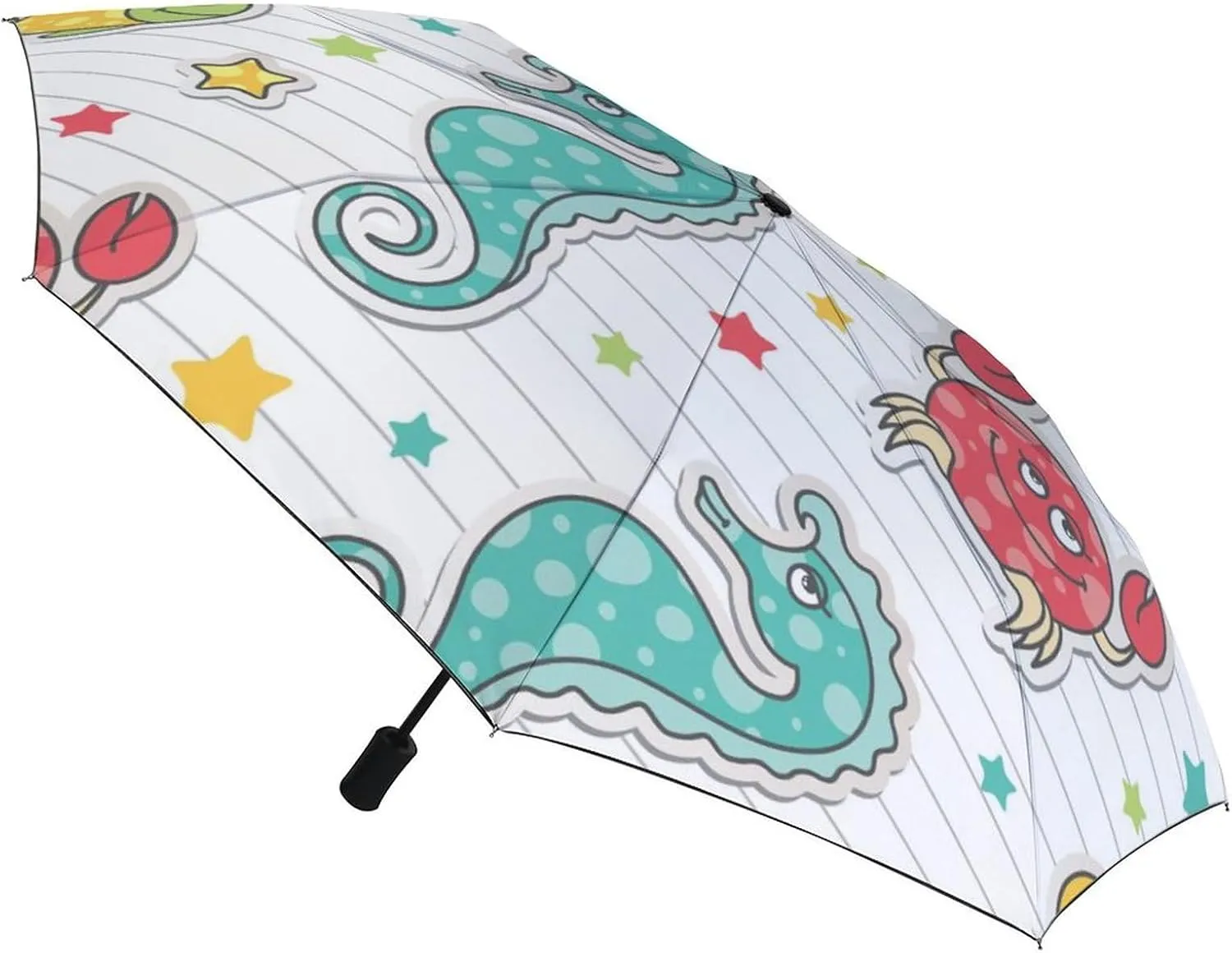 Windproof Travel Umbrellas for Rain,Underwater Creatures Durable & Compact Umbrella-Waterproof Canopy for Backpack, Purse, Portable, Umbrella for Travel
