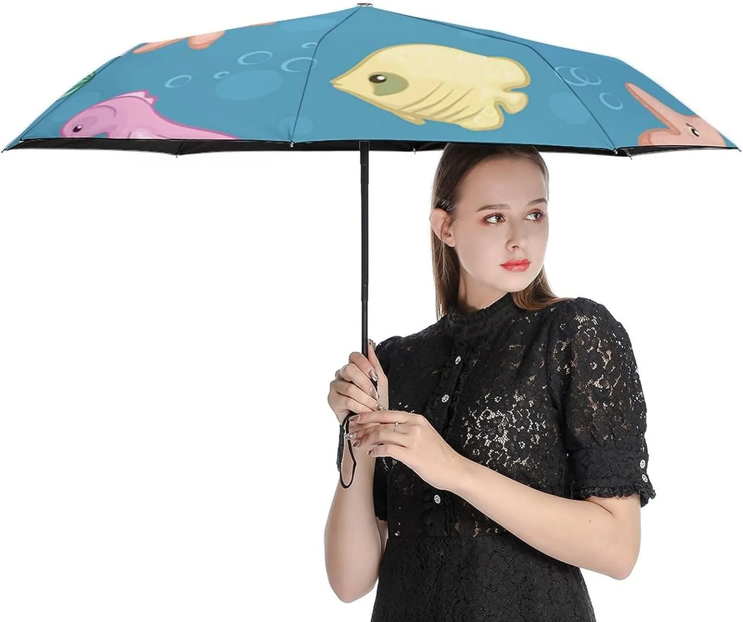Windproof Travel Umbrellas for Rain,Underwater Creatures Durable & Compact Umbrella-Waterproof Canopy for Backpack, Purse, Portable, Umbrella for Travel