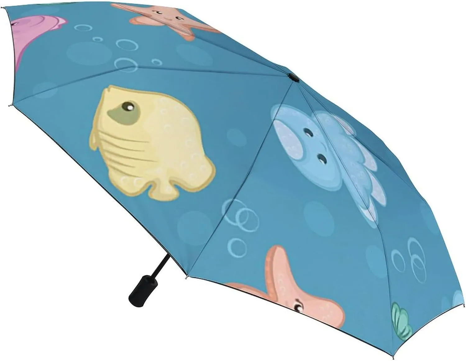 Windproof Travel Umbrellas for Rain,Underwater Creatures Durable & Compact Umbrella-Waterproof Canopy for Backpack, Purse, Portable, Umbrella for Travel