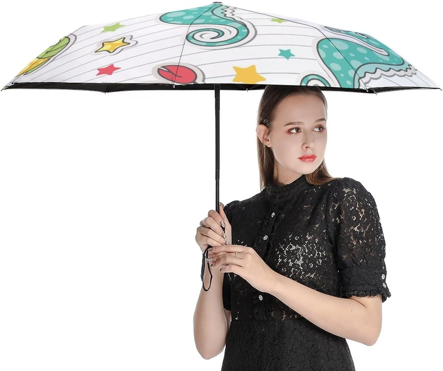 Windproof Travel Umbrellas for Rain,Underwater Creatures Durable & Compact Umbrella-Waterproof Canopy for Backpack, Purse, Portable, Umbrella for Travel
