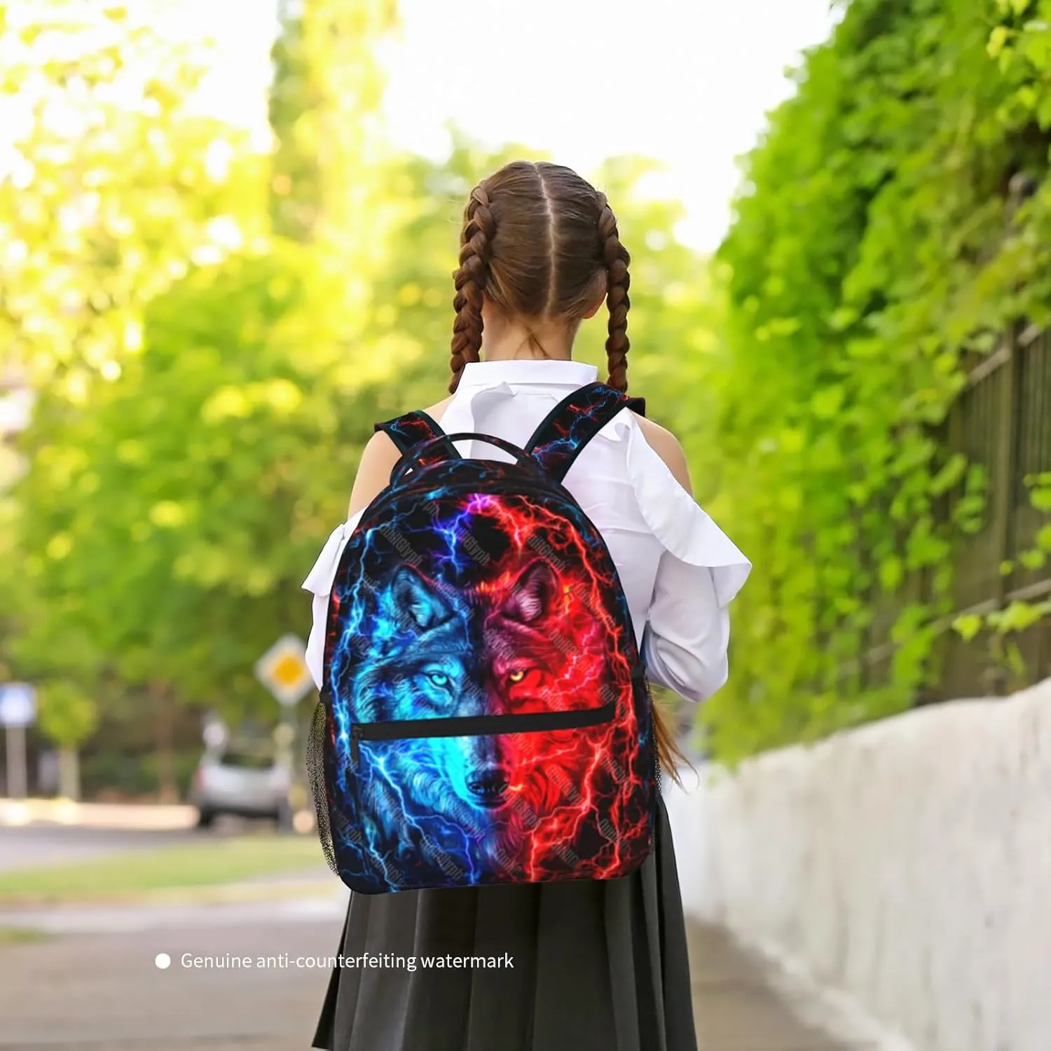 Wolf School Backpack For Boys Abstract Boys Backpack For Kids Children Teens Elementary Middle School Backpacks Ages 6-18 Wolf Bookbag back pack