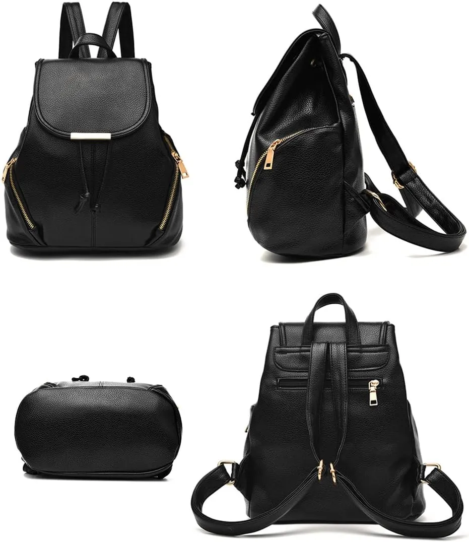 Women Casual Drawstring Daypack Fashion Backpack Shoulder Bag PU Bags-Pink