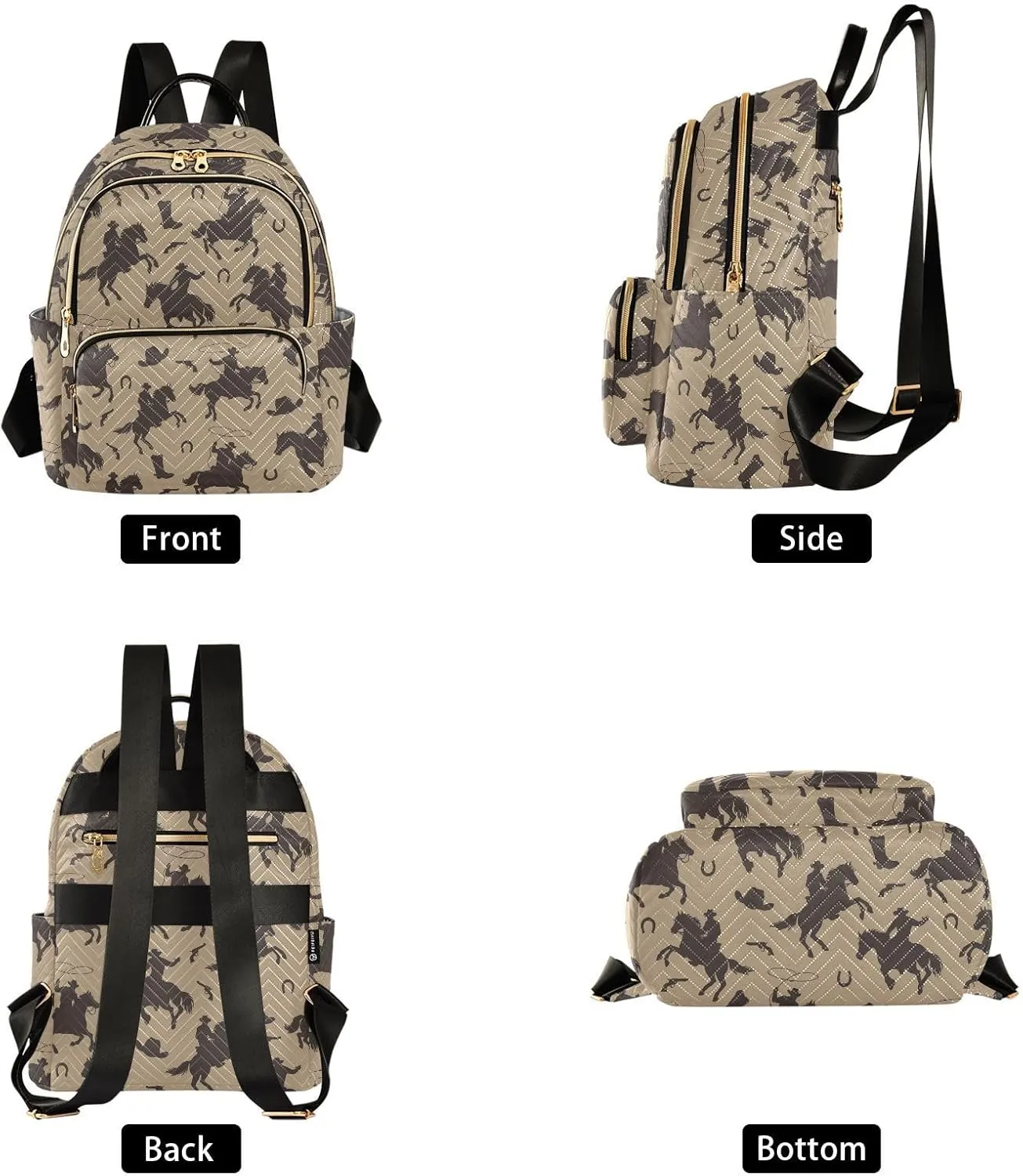 Women's Backpack Western Cowboy Purse Fashion Ladies Shoulder Bag Casual College Travel Backpacks Bag Small