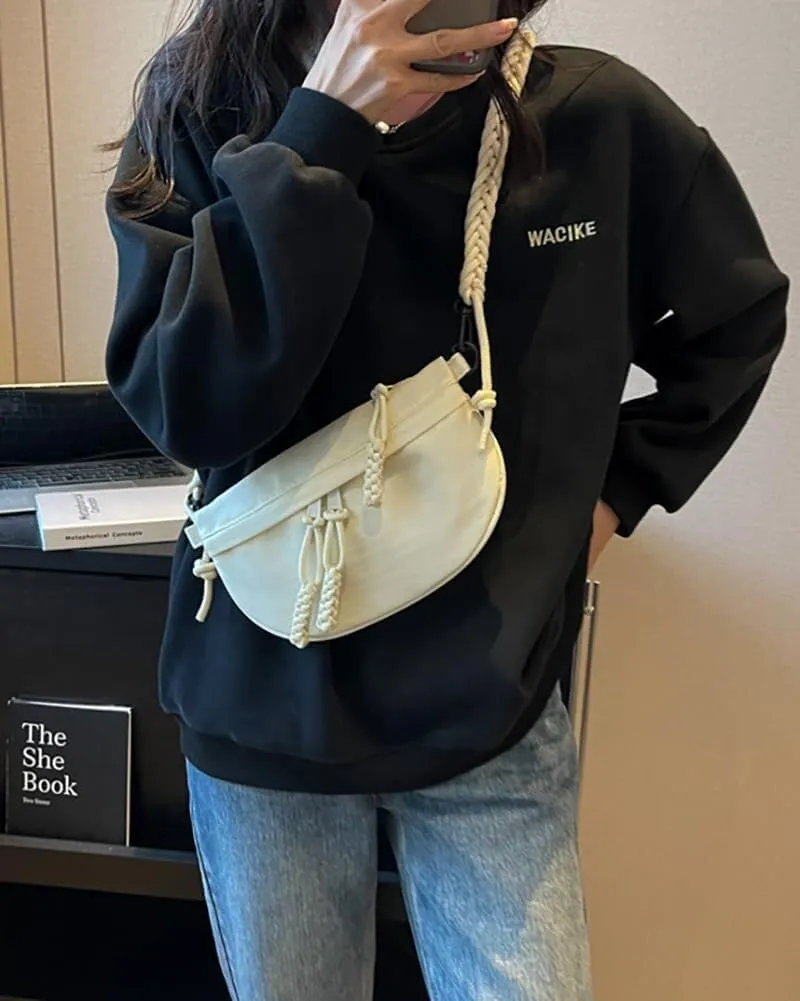 Women's Cute Small Canvas Shoulder & Crossbody Casual Chest Phone Satchel Dumpling-Style Lightweight Handbag