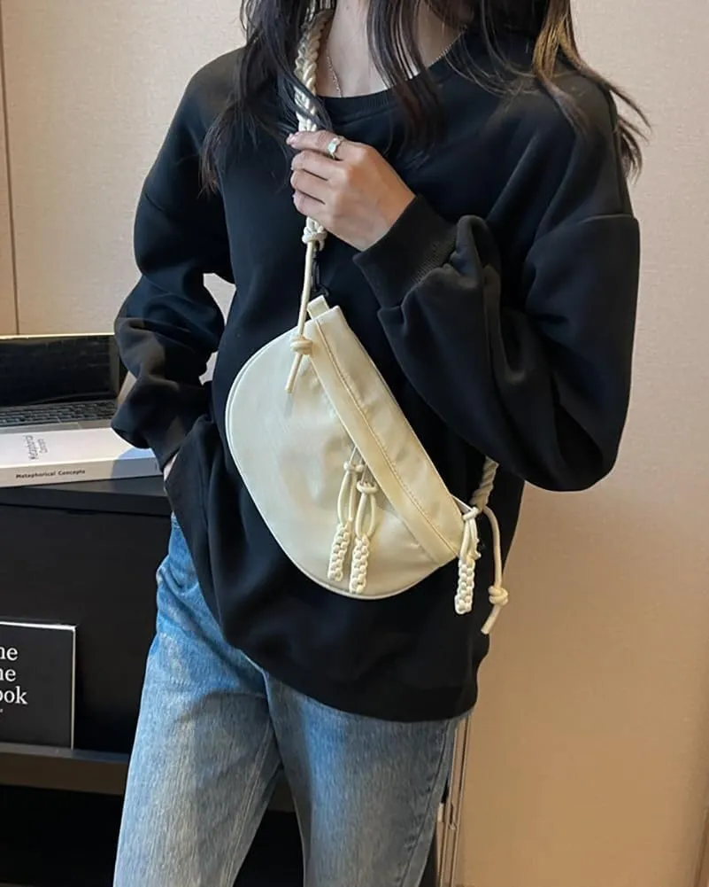 Women's Cute Small Canvas Shoulder & Crossbody Casual Chest Phone Satchel Dumpling-Style Lightweight Handbag