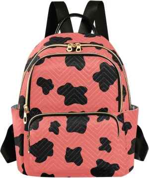 Women's Fashion Backpack Red Milk Cow Print Purse Multipurpose Design Handbags Shoulder Bag Travel bag