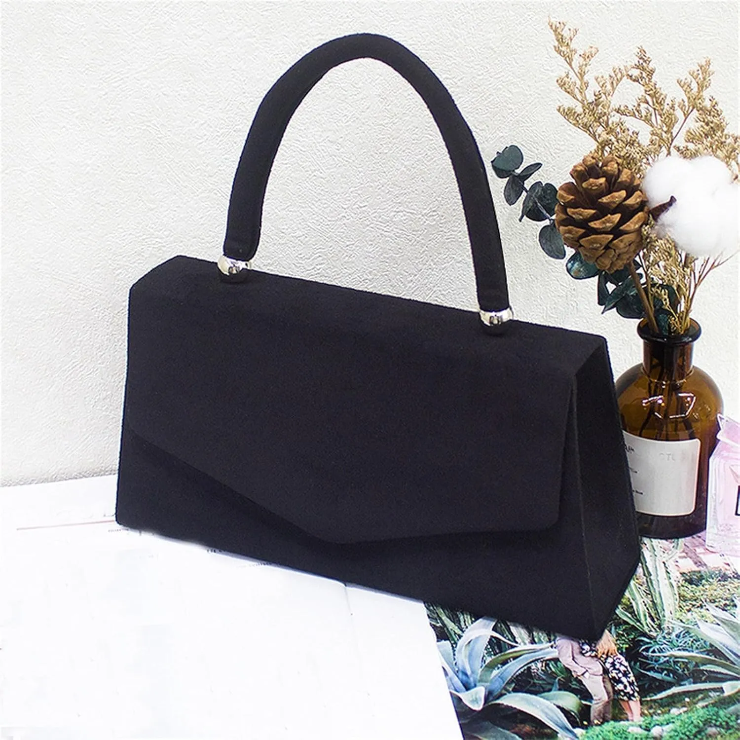 Women's Faux Suede Bag Top Handle Handbag Party Wedding Racing Women Tote Bags (Hot
