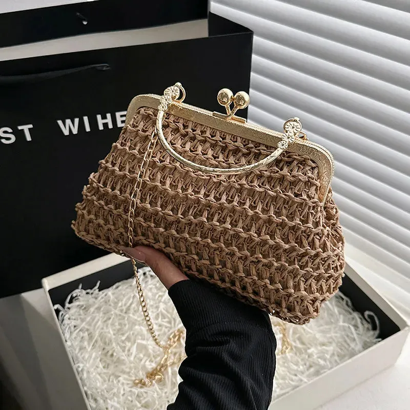 women's small all seasons straw streetwear handbag straw bag