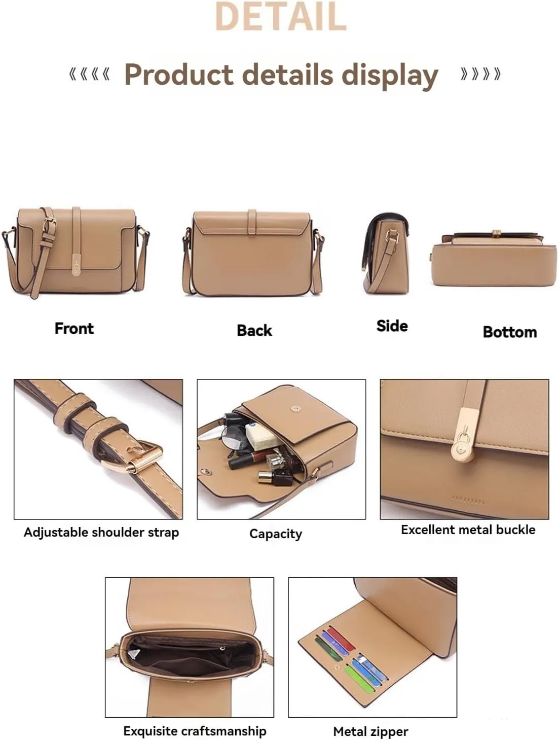 Women's small crossbody bag, fashionable shoulder bag, PU leather square shoulder bag, flip cover handbag