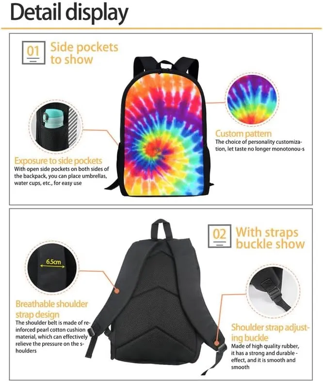 Wood Trunk Painting 3 Pieces Schoolbag Sets Funny Trees Foldable Lunch Box Pencil Case Retro Art Double Zipper Stationery Storage Bags for Teens