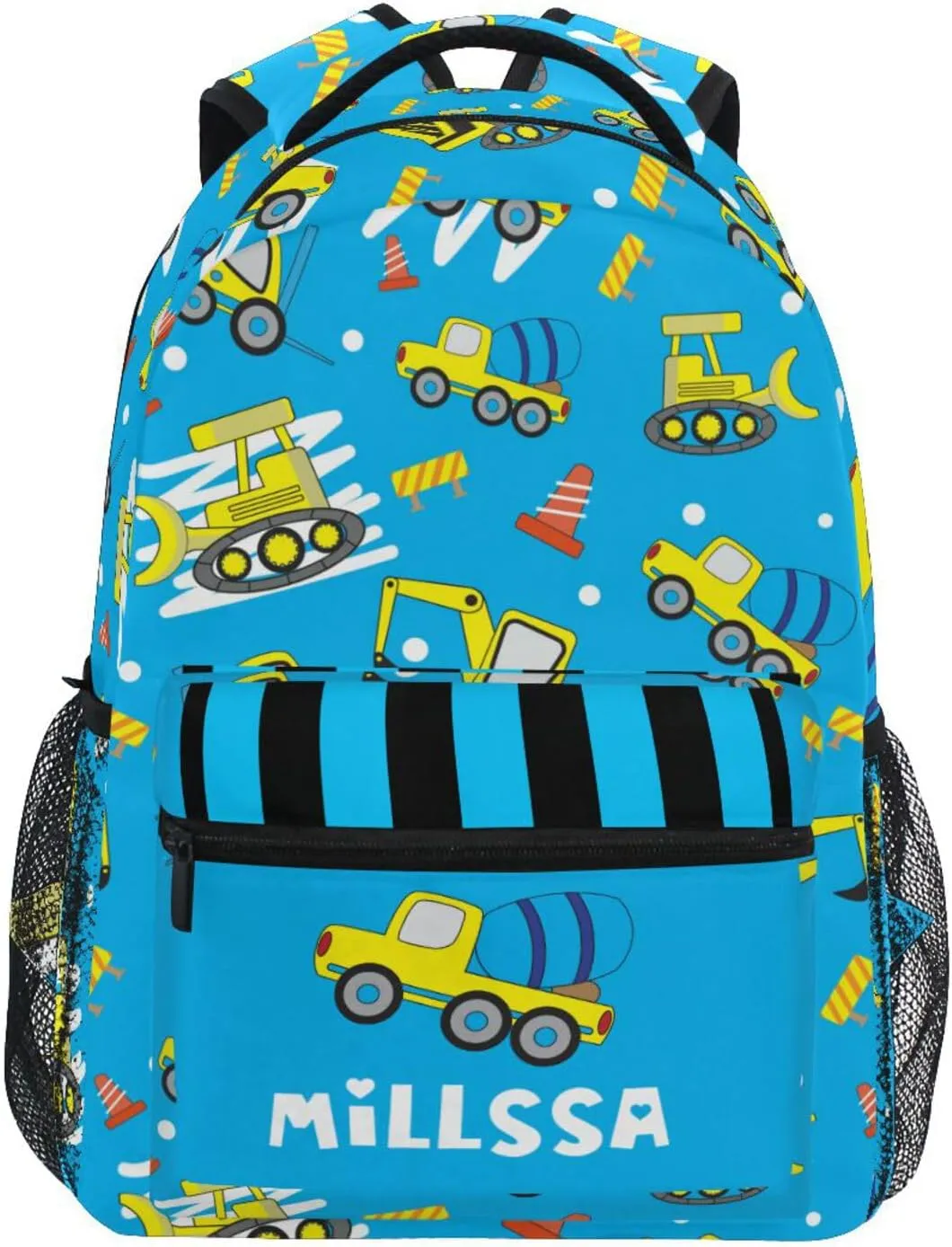 Wuskid Cute Car Backpack Bookbags Daypack Kids Girls Boys Excavator Name Custom Backpacks Laptop Bags School Purse Travel Sports Water Resistant Men Women M