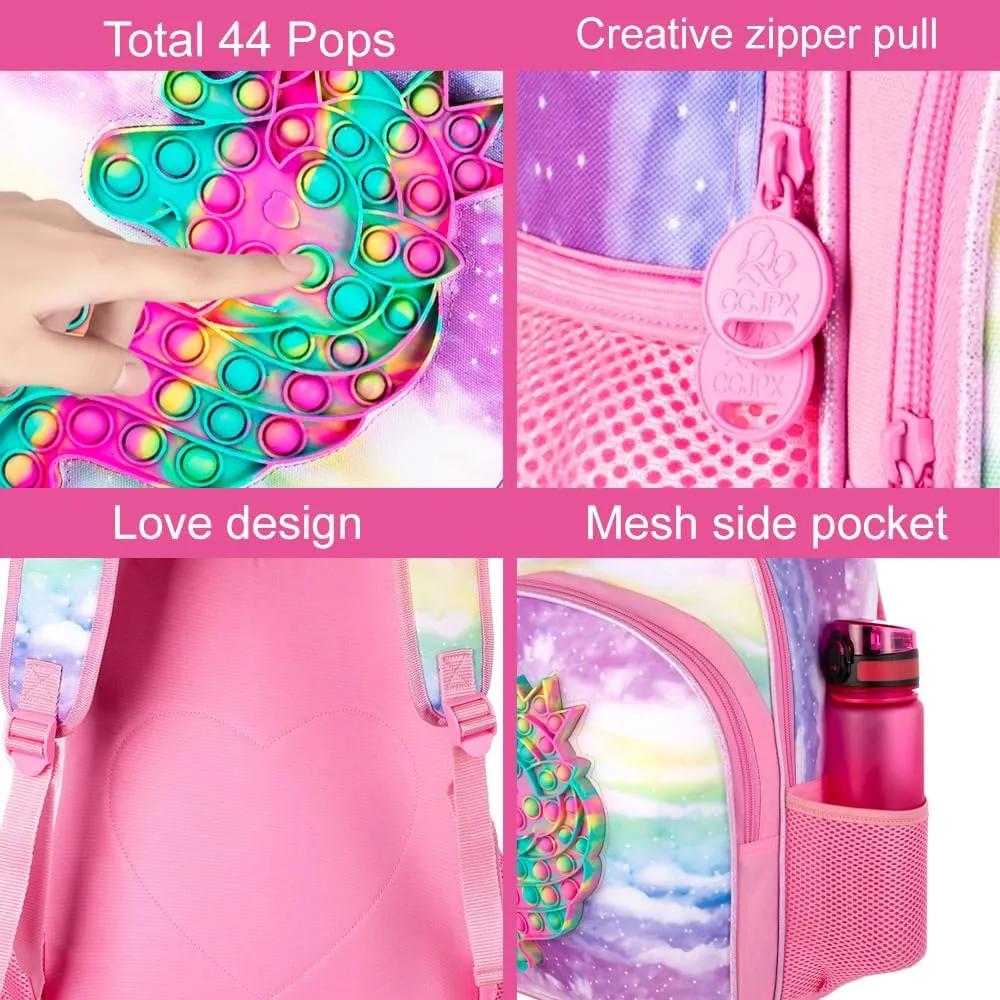 WZLVO Kids Backpack for Girls,Unicorn Mermaid Prechool Elementary Kindergarten School Bookbag and Lunch Box