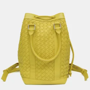 Yellow Intrecciato Leather Backpack