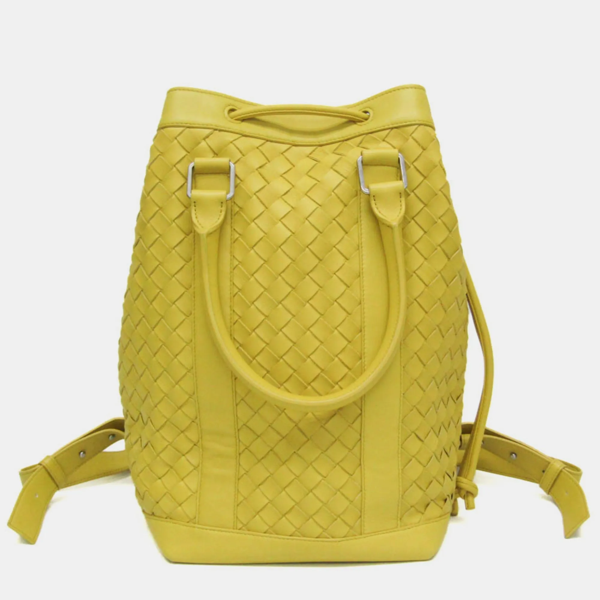 Yellow Intrecciato Leather Backpack