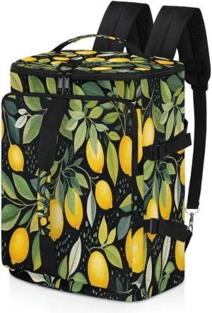 Yellow Lemon Spring Leaf Gym Duffle Bag Backpack Waterproof Sports Bags with Shoe Compartment 48L Carry On Overnight Weekender Travel Luggage