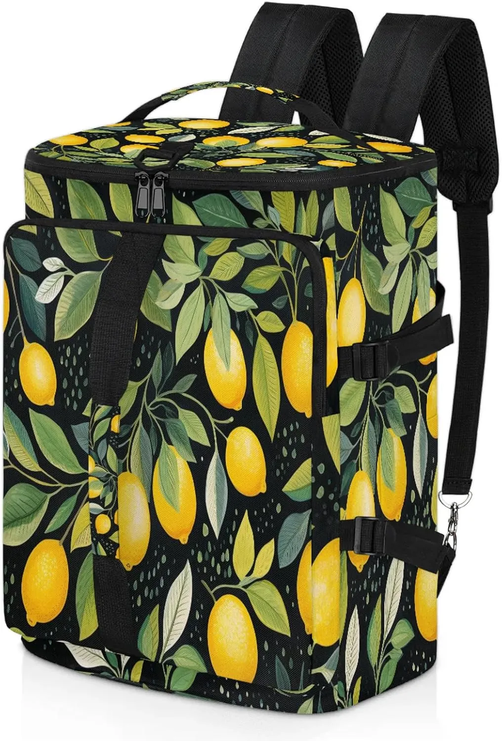 Yellow Lemon Spring Leaf Gym Duffle Bag Backpack Waterproof Sports Bags with Shoe Compartment 48L Carry On Overnight Weekender Travel Luggage