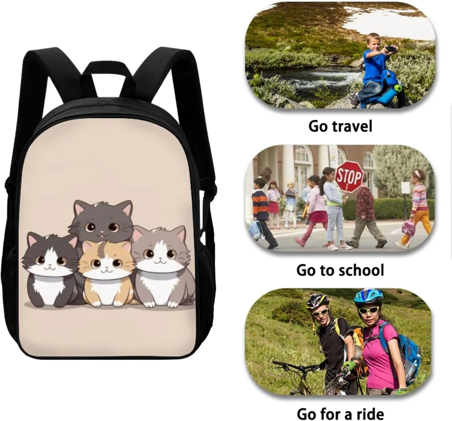 Ystardream Kids School Bag with Lunch Bag Kawaii Cat Backpack for Girls 10-12 Primary Middle Junior High School Bag Bookbag 3pcs Backpack Sets with Lunch Box Pencil Case
