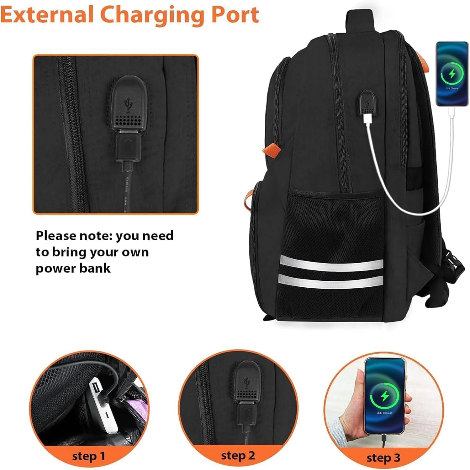 Ytonet Gym Backpack For Men Women, Travel Sports Backpack With Shoe Compartment USB Charging Port, Large Workout Water Resistant College Bag Fit 17.3 Inch Laptop, Hiking, Black