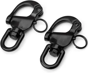 YUSOVE Black Snap Shackle 316 Stainless Steel Swivel Eye Snap Shackle,High Strength Quick Release Snap Hook for Sailing Rigging Shackles,Pack of 2