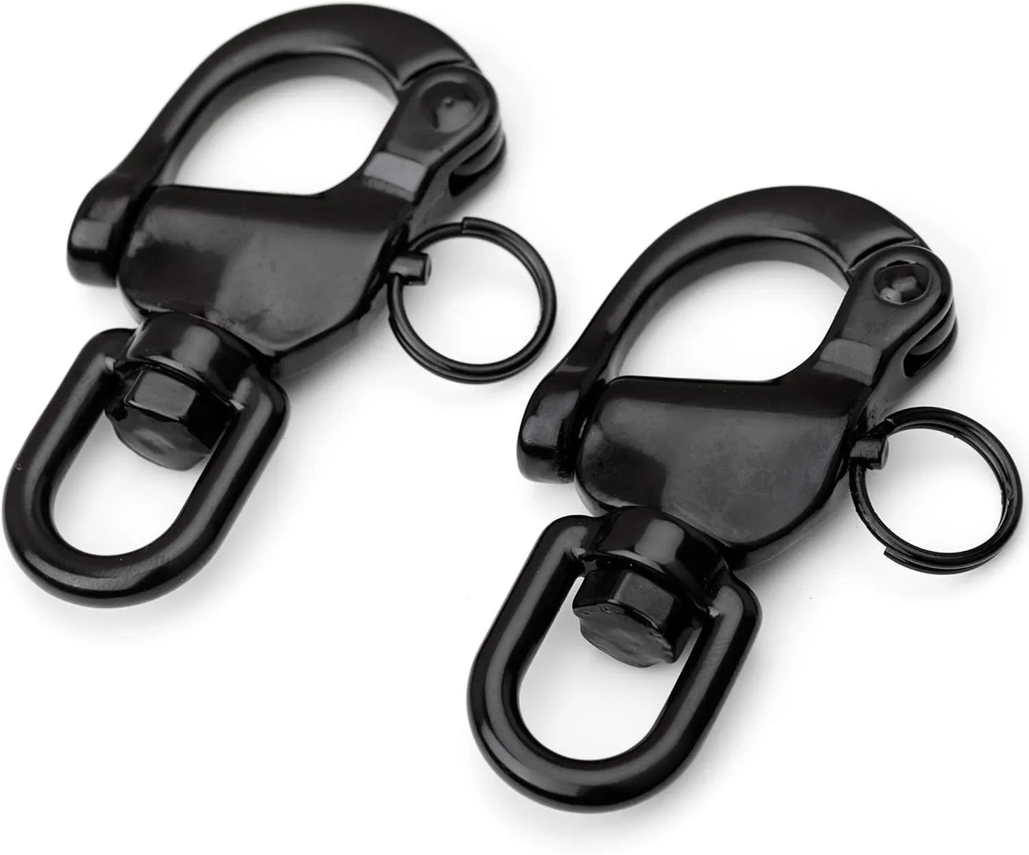 YUSOVE Black Snap Shackle 316 Stainless Steel Swivel Eye Snap Shackle,High Strength Quick Release Snap Hook for Sailing Rigging Shackles,Pack of 2