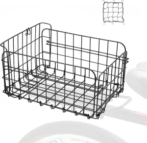 Zacro Bike Basket Front/Rear, Folding Bicycle Basket with Removable Liner Bag, Large Quick Release Design Metal Ebike Basket for Adult Women/Men Carrying Dogs, Pets, Fruit & Grocery