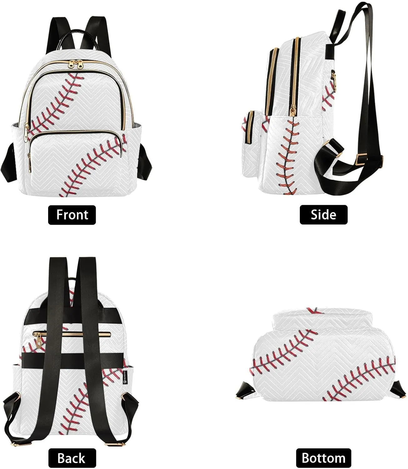 ZAZYXTJ Baseball Backpack Purse for Women Quilted Mini Fashion Backpacks Lightweight Travel Casual Backpack