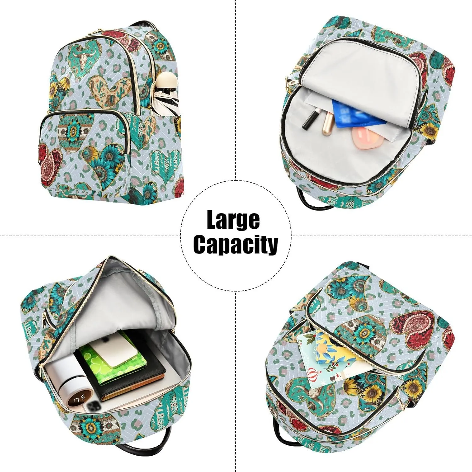 ZAZYXTJ Western Aztec Leopard Print Backpack Purse for Women Quilted Mini Fashion Backpacks Lightweight Travel Casual Backpack