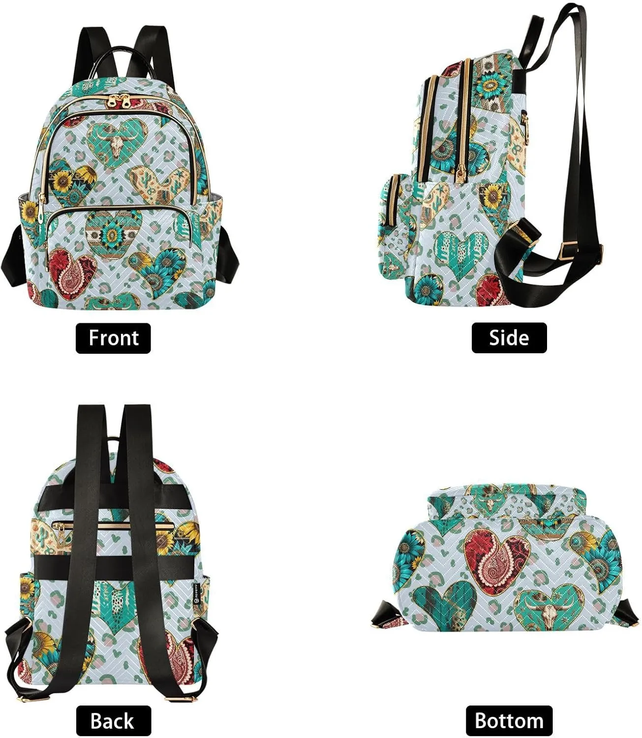 ZAZYXTJ Western Aztec Leopard Print Backpack Purse for Women Quilted Mini Fashion Backpacks Lightweight Travel Casual Backpack