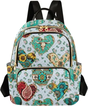 ZAZYXTJ Western Aztec Leopard Print Backpack Purse for Women Quilted Mini Fashion Backpacks Lightweight Travel Casual Backpack