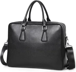 Zipper Briefcase Men Bag Genuine Leather Shoulder Bag Laptop Bags Large Capacity Handbag Business