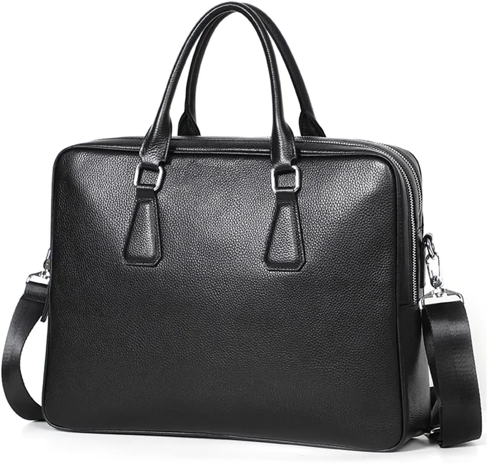 Zipper Briefcase Men Bag Genuine Leather Shoulder Bag Laptop Bags Large Capacity Handbag Business