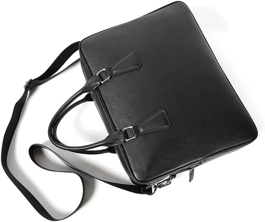 Zipper Briefcase Men Bag Genuine Leather Shoulder Bag Laptop Bags Large Capacity Handbag Business