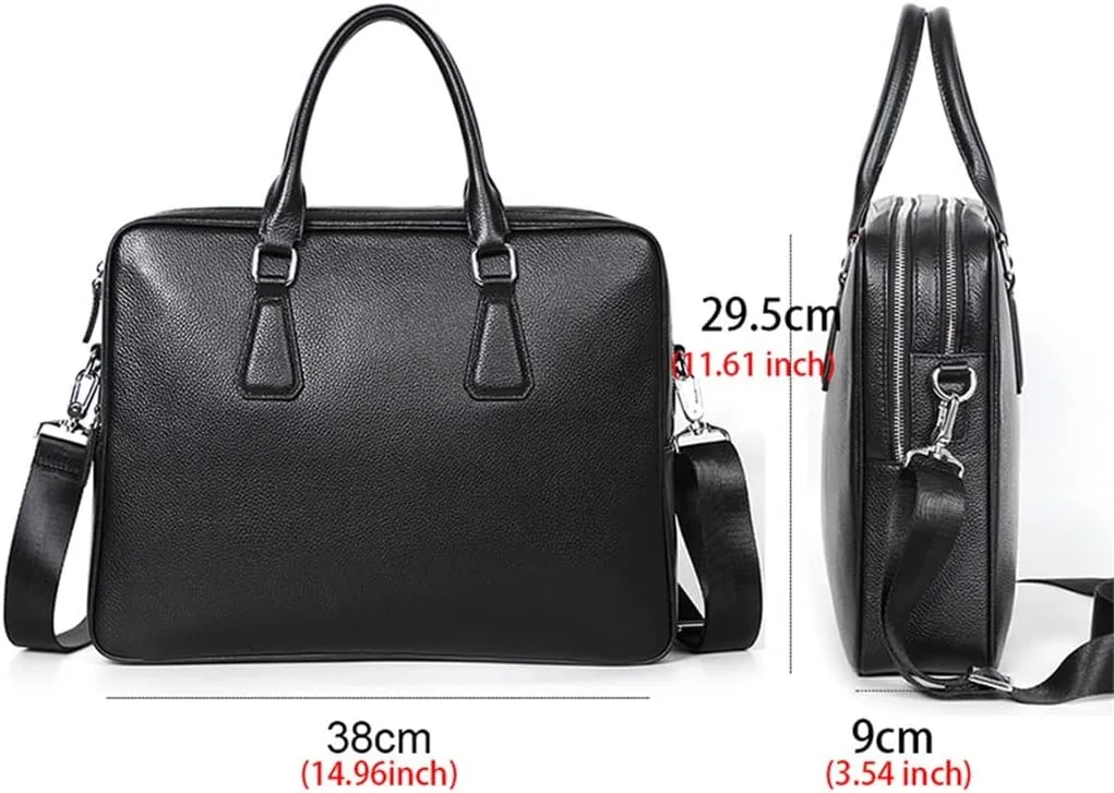 Zipper Briefcase Men Bag Genuine Leather Shoulder Bag Laptop Bags Large Capacity Handbag Business