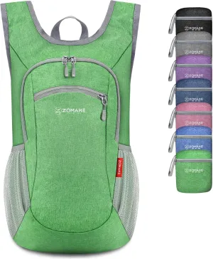 ZOMAKE Ultra Lightweight Packable Backpack, 10L Small Daypack Light Foldable Backpacks Water Resistant Day Bag for Hiking (Light Green)